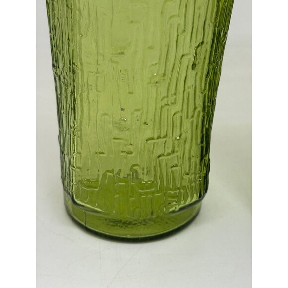 VTG Anchor Hocking Avocado Green Textured Glass Tumblers Set 2 Mid-Century 3"x5" - Picture 5 of 7